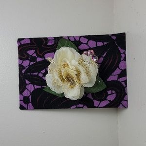 "Midnight Rose" Elegant Floral Sparkle Handcrafted 6x4 inches Wall Decor